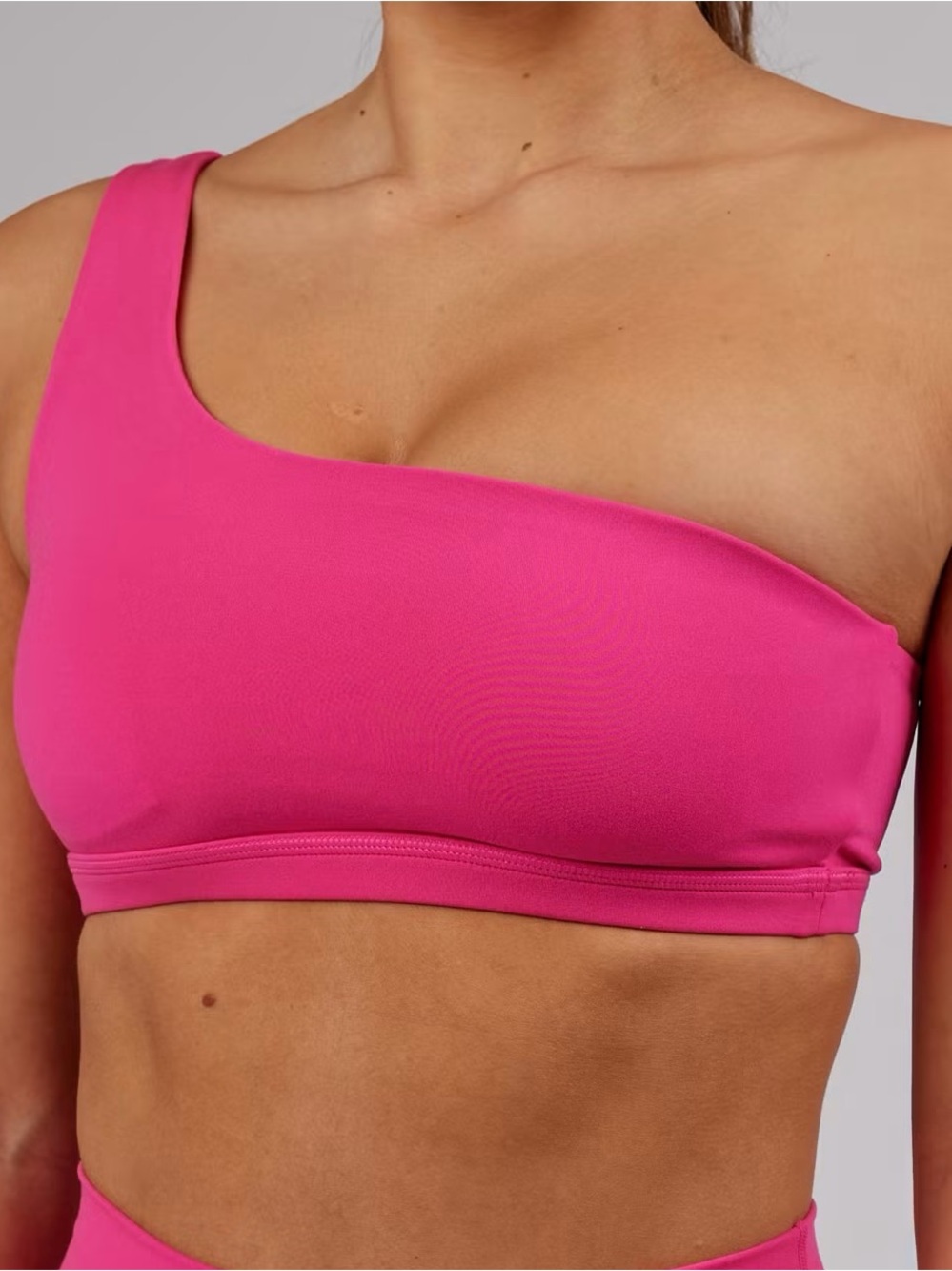 LSKD Flex Asymmetrical One Shoulder Sports Bra Magenta Pink, size XL NWT